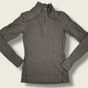 Smartwool Wool Base Layer Gray Long Sleeve Pullover Sz Small 1/4 Zip *flaw